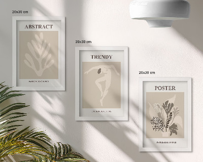 3-piece wall art set Plant patterns in shades of beige and brown