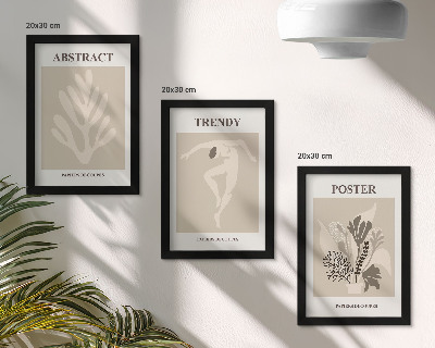3-piece wall art set Plant patterns in shades of beige and brown