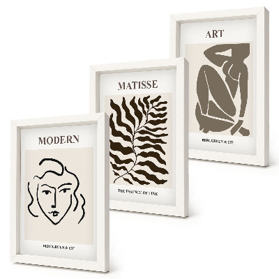 Photo frame wall Stylish graphics with lines and figures in neutral colors