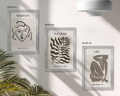Photo frame wall Stylish graphics with lines and figures in neutral colors