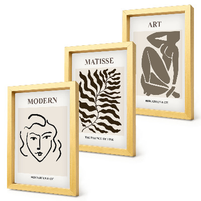 Photo frame wall Stylish graphics with lines and figures in neutral colors