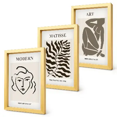 Photo frame wall gallery set stylish wall decor with graphic lines and figures in neutral colors