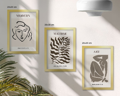 Photo frame wall Stylish graphics with lines and figures in neutral colors