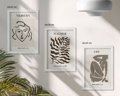 Photo frame wall Stylish graphics with lines and figures in neutral colors