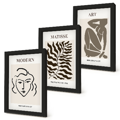 Photo frame wall Stylish graphics with lines and figures in neutral colors