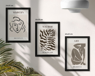 Photo frame wall Stylish graphics with lines and figures in neutral colors