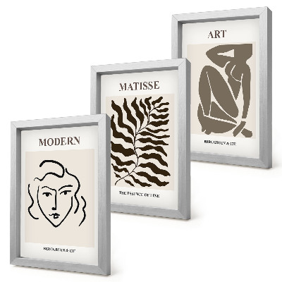 Photo frame wall Stylish graphics with lines and figures in neutral colors