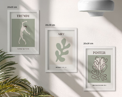 3-piece wall art set Abstract figures and plant motifs in subdued colors