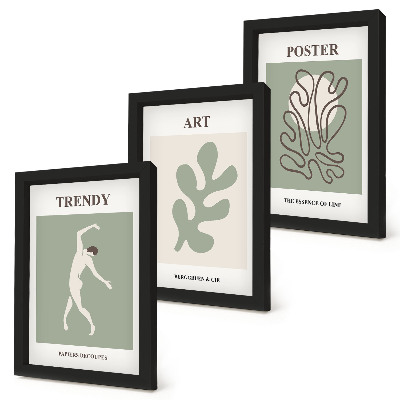 3-piece wall art set Abstract figures and plant motifs in subdued colors