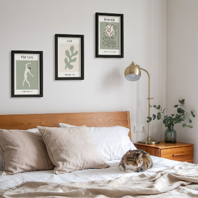3-piece wall art set Abstract figures and plant motifs in subdued colors