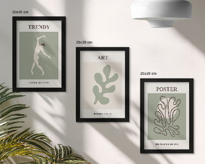 3-piece wall art set Abstract figures and plant motifs in subdued colors