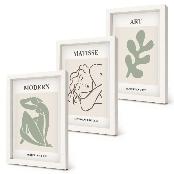 Framed triptych Stylish characters and plants in a minimalist design