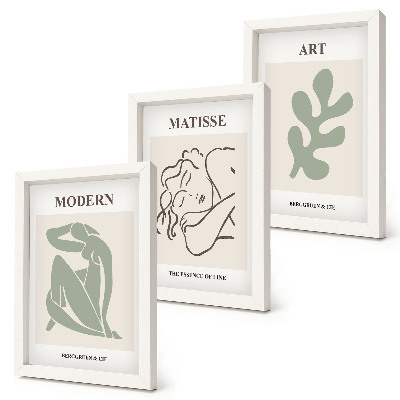 Framed triptych Stylish characters and plants in a minimalist design