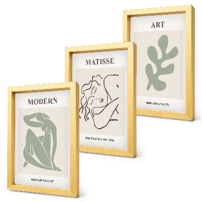 Framed triptych Stylish characters and plants in a minimalist design