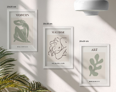 Framed triptych Stylish characters and plants in a minimalist design
