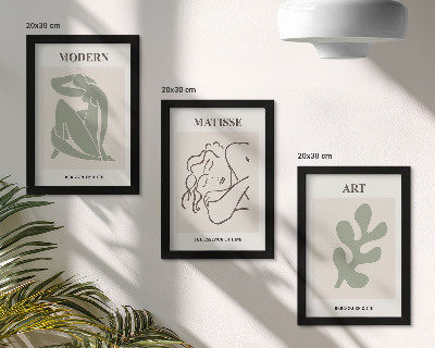 Framed triptych Stylish characters and plants in a minimalist design