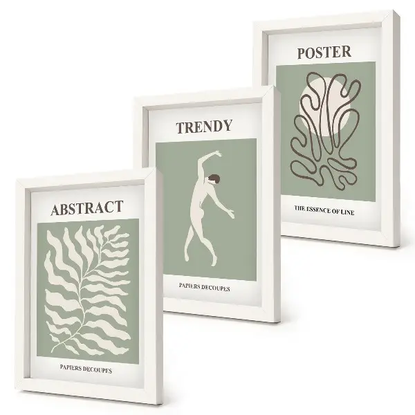 Plant patterns in shades of green wall art set by Henri Matisse, 3-piece set