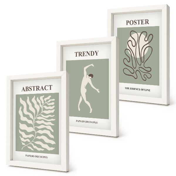 3-piece wall art set Plant patterns in shades of green by Henri Matisse