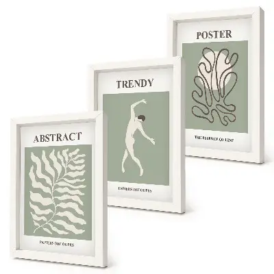 Plant patterns in shades of green wall art set by Henri Matisse, 3-piece set