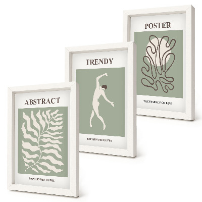 3-piece wall art set Plant patterns in shades of green by Henri Matisse