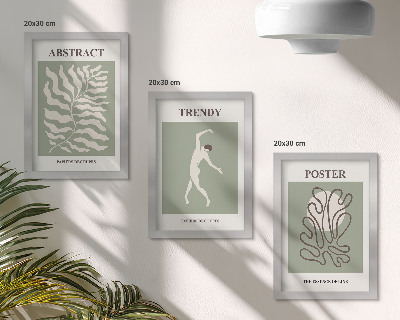 3-piece wall art set Plant patterns in shades of green by Henri Matisse