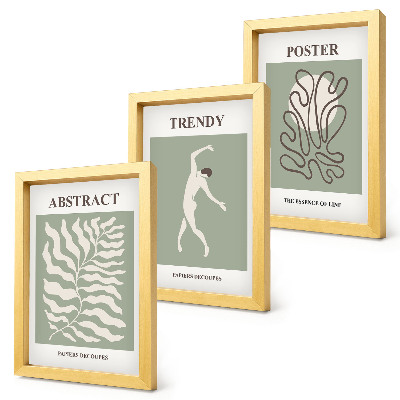 3-piece wall art set Plant patterns in shades of green by Henri Matisse