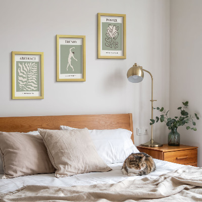 3-piece wall art set Plant patterns in shades of green by Henri Matisse