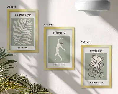 Plant patterns in shades of green wall art set by Henri Matisse, 3-piece set
