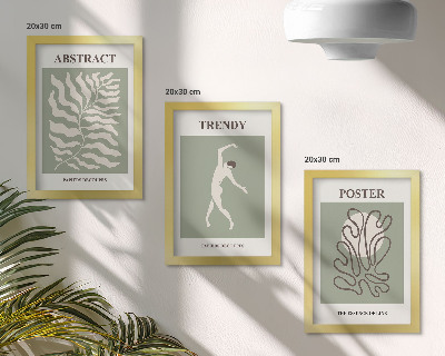 3-piece wall art set Plant patterns in shades of green by Henri Matisse