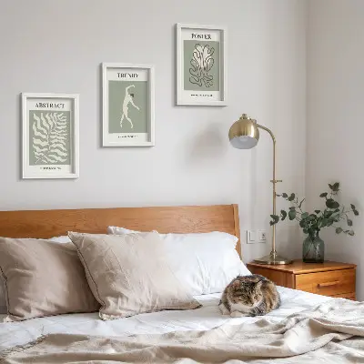 Plant patterns in shades of green wall art set by Henri Matisse, 3-piece set
