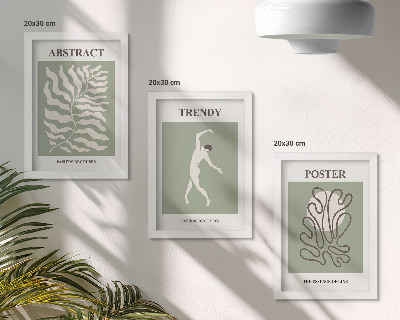 3-piece wall art set Plant patterns in shades of green by Henri Matisse