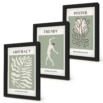 Plant patterns in shades of green wall art set by Henri Matisse, 3-piece set