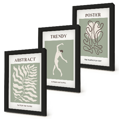 3-piece wall art set Plant patterns in shades of green by Henri Matisse