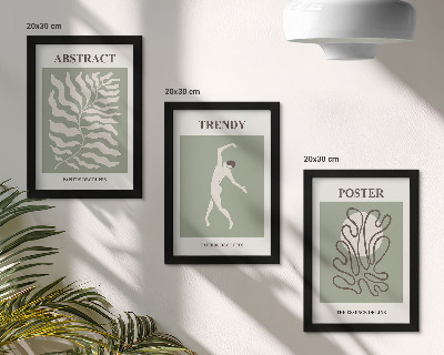 3-piece wall art set Plant patterns in shades of green by Henri Matisse