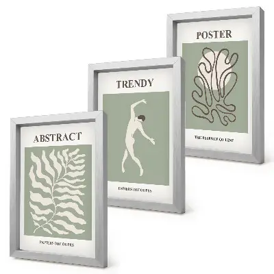 Plant patterns in shades of green wall art set by Henri Matisse, 3-piece set