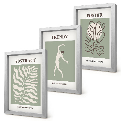 3-piece wall art set Plant patterns in shades of green by Henri Matisse