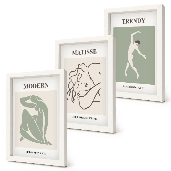 Framed triptych Stylish characters in minimalist forms and colors