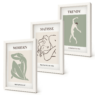 Framed triptych Stylish characters in minimalist forms and colors