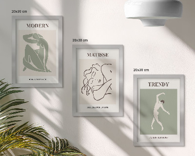 Framed triptych Stylish characters in minimalist forms and colors