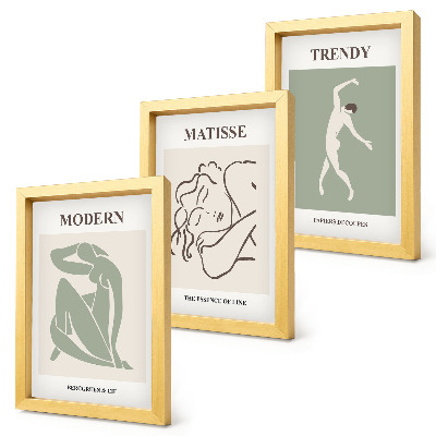 Framed triptych Stylish characters in minimalist forms and colors