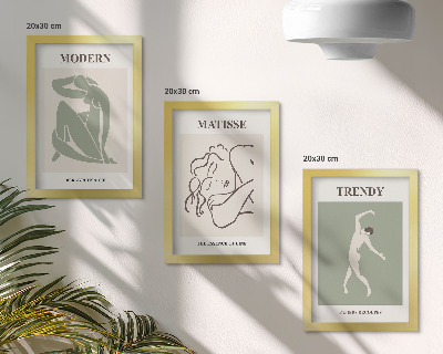 Framed triptych Stylish characters in minimalist forms and colors