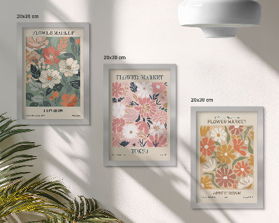 Photo frame wall Floral patterns London Tokyo and Amsterdam posters
