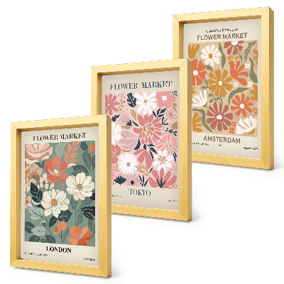 Photo frame wall Floral patterns London Tokyo and Amsterdam posters
