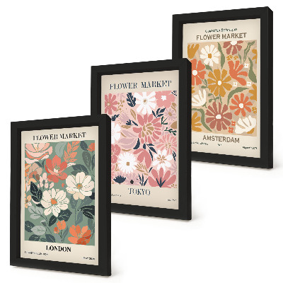 Photo frame wall Floral patterns London Tokyo and Amsterdam posters