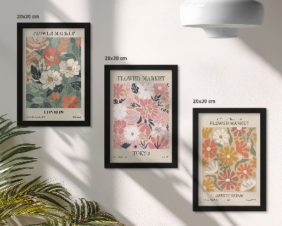 Photo frame wall Floral patterns London Tokyo and Amsterdam posters