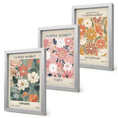 Photo frame wall Floral patterns London Tokyo and Amsterdam posters