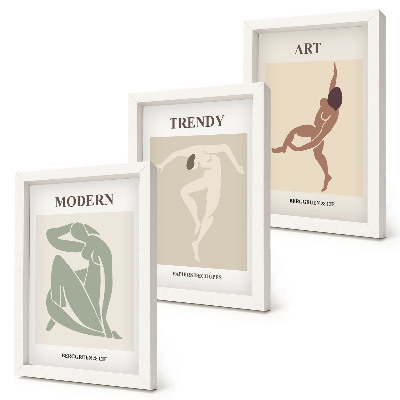 3-piece wall art set Stylish characters in minimalist shades