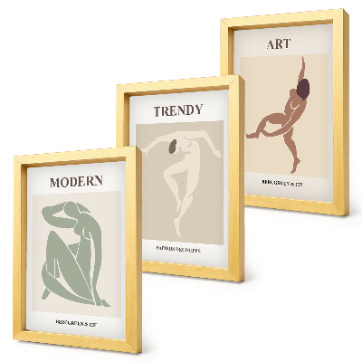 3-piece wall art set Stylish characters in minimalist shades