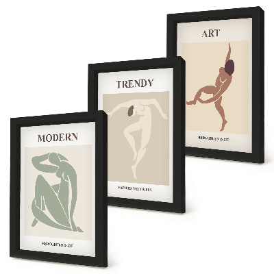 3-piece wall art set Stylish characters in minimalist shades