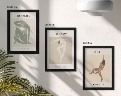 3-piece wall art set Stylish characters in minimalist shades
